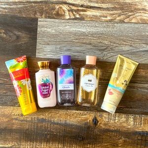Five bath and body works lotions